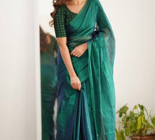 Peacock Mul Tissue Saree | Elegant, Lightweight & Premium Designer Saree